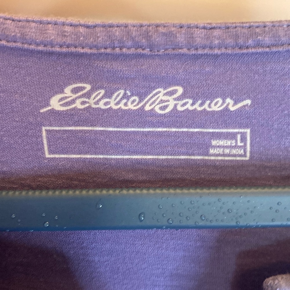 Eddie Bauer Ladies violet top with eyelet on top. Size L summer top